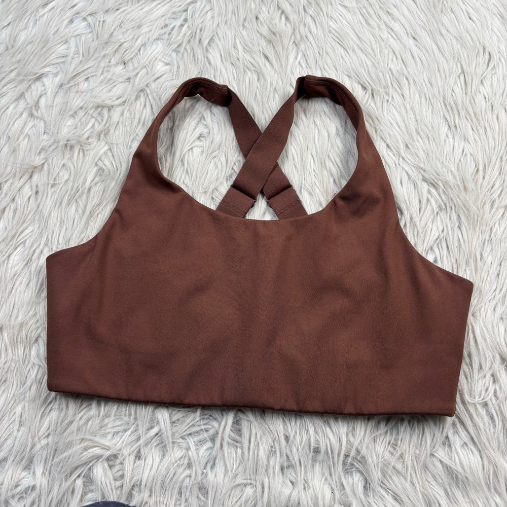 Girlfriend Collective Women's M Brown Cross Back Sports Bra